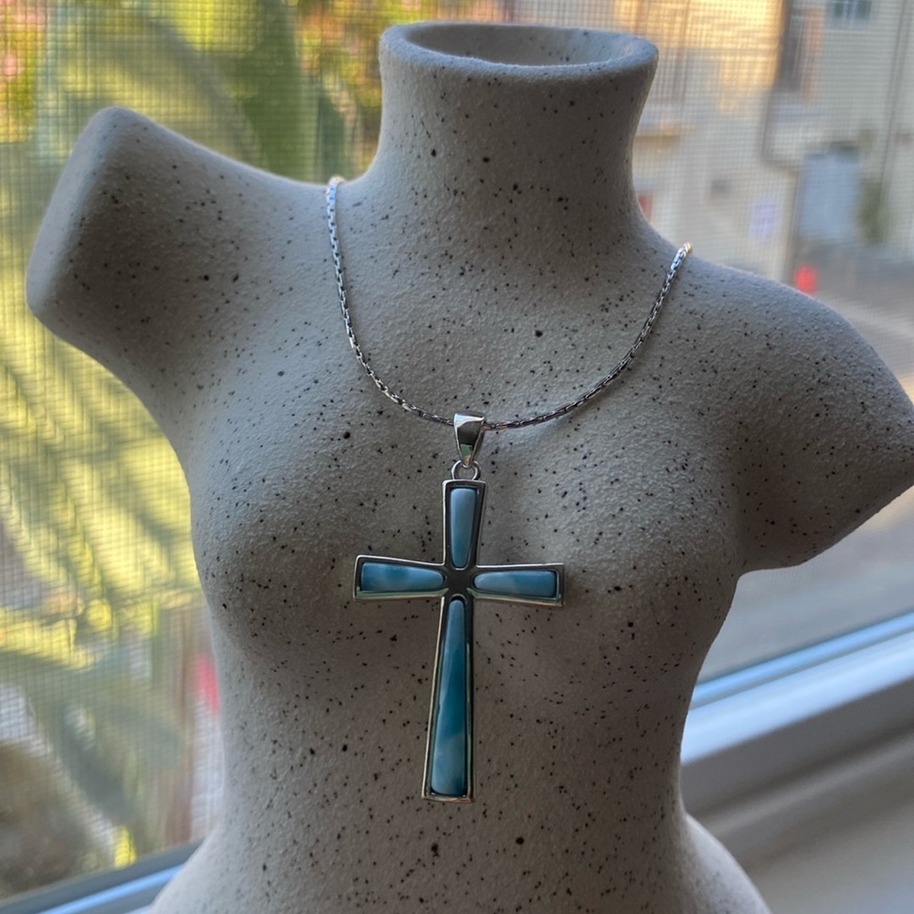 Larimar cross necklace